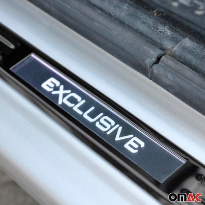 BMW Door Sill Scuff Plate Illuminated Exclusive Stainless Steel Dark 4 Pcs