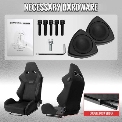 Universal Racing Seat Black Suede With Double Silver Stitch