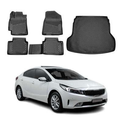 2019-2024 Kia Forte Floor Mats & Cargo Liner Full Set All Weather Black