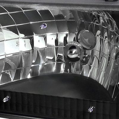 1992-2006 Ford Econoline Factory Style Crystal Headlights Matte Black/Clear