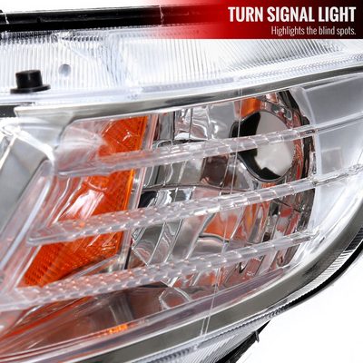 2006-2011 Honda Civic 4DR Sedan Factory Headlights w/LED Strip Chrome/Clear