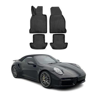 2020-2024 Porsche 911 Coupe Floor Mats Liners Full Set All Weather Black