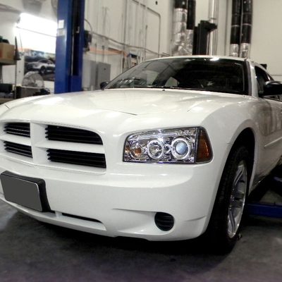 2005-2010 Dodge Charger Dual Halo Projector Headlights Chrome/Clear Lens