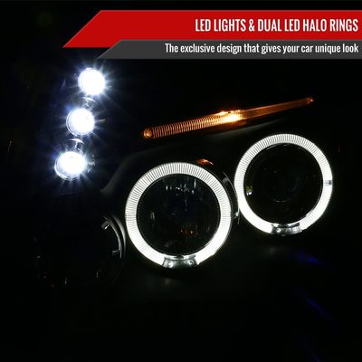 2005-2011 Toyota Tacoma Dual Halo Projector Headlights Matte Black/Clear Lens