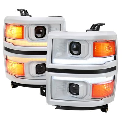2014-2015 Chevy Silverado 1500 LED Bar Headlights White Housing/Black Trim