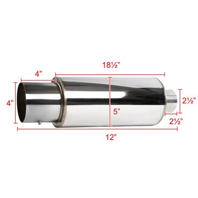 Apexi N1 Style 2.5" Inlet/4" Outlet S.Steel Exhaust Muffler w/Removable Silencer