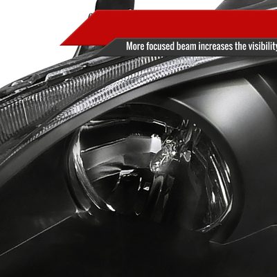 2004-2005 Honda Civic Projector Headlights R8 LED Light Strip Matt Black/Clear