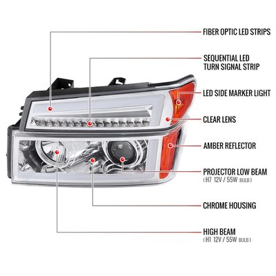 2004-2012 Chevy Colorado/GMC Canyon LED Headlights&Corner Lamp Chrome