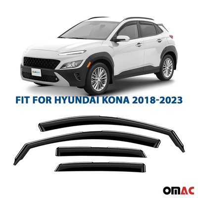 Clim Art Wind Deflectors for Hyundai Kona 2018-2023 Shatterproof Dark Smoke 4x