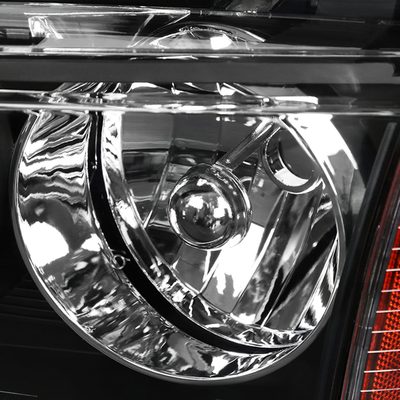 2006-2010 Dodge Charger Factory Headlights w/Corner Lights Matt Black/Clear