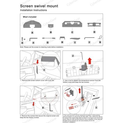 Tesla Cybertruck Dashboard Screen Swivel Tilt Mount Rotating Kit
