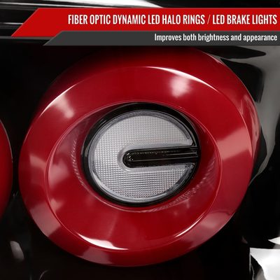 2003-2007 Infiniti G35 Coupe Red LED Halo Signal Tail Lights Glossy Black