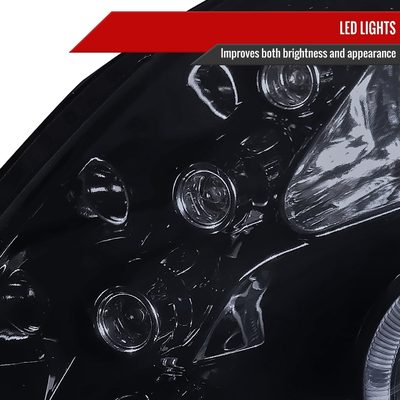2006-2008 Toyota Yaris Dual Halo Projector Headlights Glossy Black/Smoke Lens
