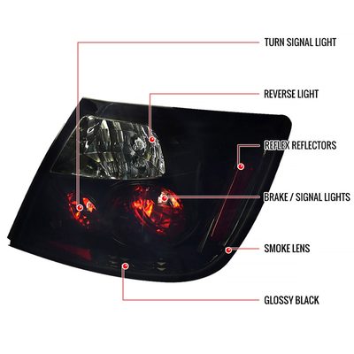2004-2010 Scion tC Tail Lights Glossy Black Housing/Smoke Lens