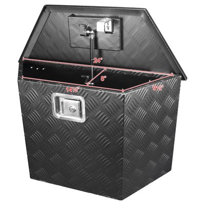 Universal 15~28" Black Heavy Duty Truck Trailer Tongue Tool Box w/ Lock & Keys