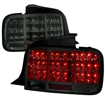 2005-2009 Ford Mustang Sequential LED Tail Lights Chrome Housing/Smoke Lens