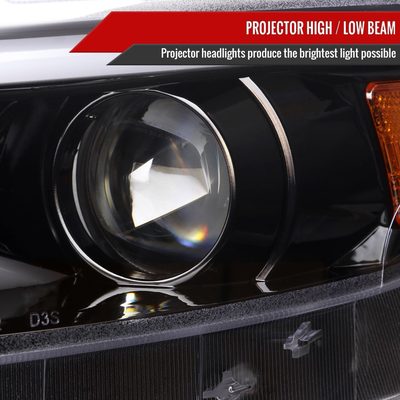2015-2017 Ford Mustang HID-Type LED Signal Projector Headlights Jet Black