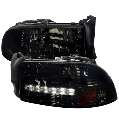 1997-2004 Dodge Dakota/ Durango LED Light Factory Crystal Headlights Smoked
