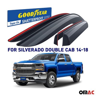 Goodyear Wind Deflectors for Chevy Silverado 1500 2014-2018 Double Cab 4x