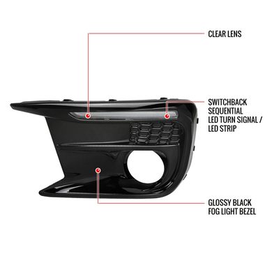 2018-2021 Subaru Impreza WRX STI LED Signal Fog Light Bezels Glossy Black