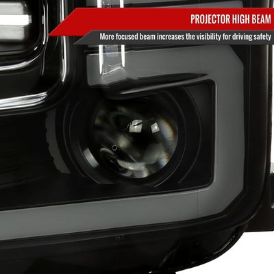 2015-2017 Ford F-150 LED Bar Projector Headlights Turn Signals Black / Smoked
