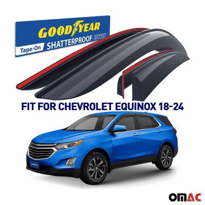 Goodyear Wind Deflectors for Chevrolet Equinox 2018-2024 Shatterproof Smoke 4x