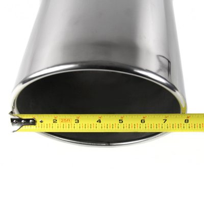 Universal 4" Inlet/8" Outlet Chrome Stainless Steel Bolt-On Angled Exhaust Tip