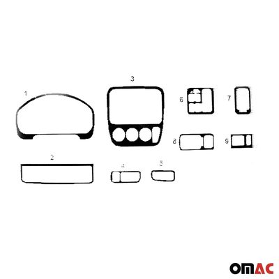 1997-2001 Honda CR-V Aluminium Look Dashboard Console Trim Kit 9 Pcs