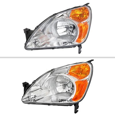 2002-2004 Honda CR-V Factory Style Headlights w/Amber Reflector Chrome/Clear