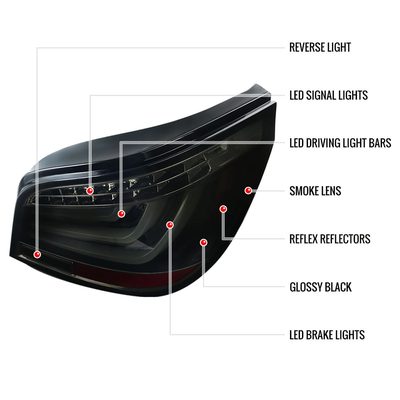 2008-2010 BMW E60 5 Series Sedan LED Tail Lights Glossy Black/Smoke Lens