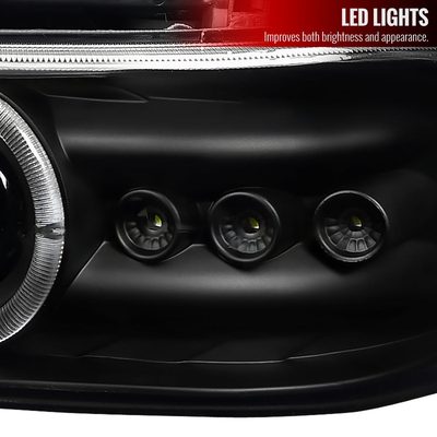 1999-2002 Chevy Silverado/ 00-2006 Tahoe Suburban Dual Halo Headlights Black