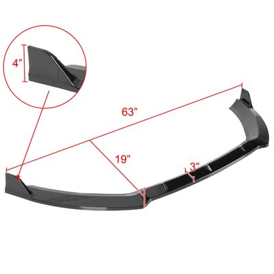 2014-2019 Ford Fiesta Glossy Black 3Pcs Front Bumper Lip Splitter Kit