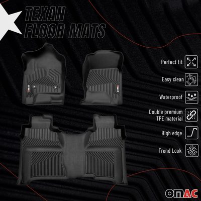 2015-2019 Chevrolet Silverado 1500 CrewCab 2014-2018 / 2500HD 3500HD CrewCab Premium Floor Mats Liners First and Second Row Set