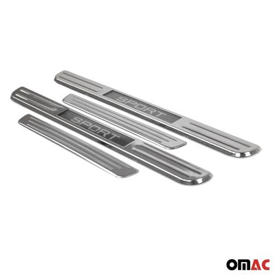 Fiat 500L 500X Door Sill Scuff Plate Illuminated Sport Stainless Steel Silver 4 Pcs