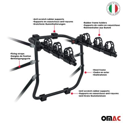 2003-2008 Mazda 6 Bike Racks 3 Bike Carrier Hitch Mount Steel Black