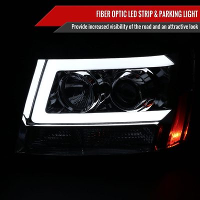 2007-2013 Chevy Avalanche/ 07-2014 Tahoe Suburban LED C-Bar RS Headlights Chrome