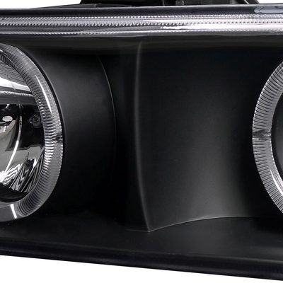1999-2002 Chevy Silverado/ 00-2006 Tahoe Suburban Dual Halo Headlights Black