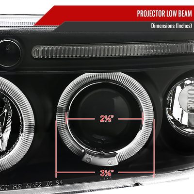 1994-2001 Dodge RAM Dual Halo Projector Headlights Matte Black/Clear Lens