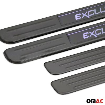 2018-2024 VW Tiguan Door Sill Scuff Plate Illuminated Stainless Steel Dark 4 Pcs