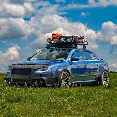 2006-2008 Audi A4 R8 Style LED Light Bar Projector Headlights Matt Black/Clear