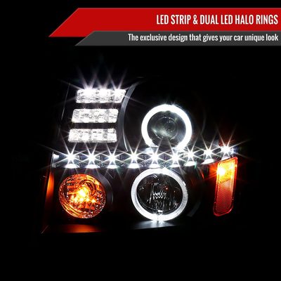 2002-2006 Cadillac Escalade Dual Halo Projector Headlights SMD LED Light Black