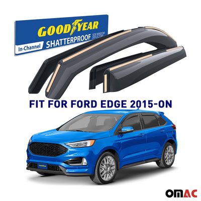 Goodyear Wind Deflectors for Ford Edge 2015-2025 In-channel Premium Smoke 4 pcs