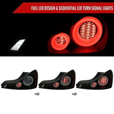 For Infiniti G37 2008-13 / Q60 Coupe 2014-15 LED Tail Lights Switchback Sequential Turn Signals Black Housing Smoked Lens