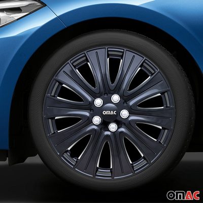 Pisa Hub Caps Wheel Cover 14" Gloss Black & Grey Full Set 4 pcs.