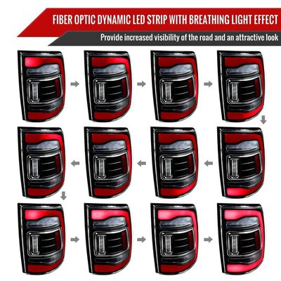 2013-2018 RAM 1500/2500/3500 Sequential Signal LED Tail Lights Black/Clear