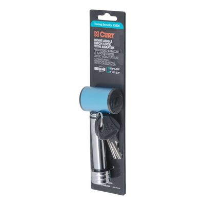 1/2" Hitch Lock with 5/8" Adapter (1-1/4" or 2" Receiver, Right-Angle, Chrome)