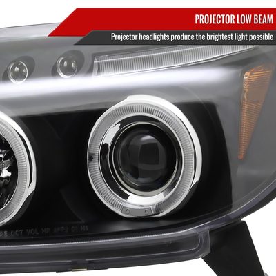 2003-2005 Toyota 4Runner Dual Halo Projector Headlights Matte Black/Clear Lens
