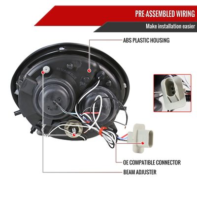 1998-2005 VW Beetle Halo Projector Headlights Glossy Black/Smoke Lens
