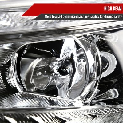 2008-2012 Honda Accord Sedan Single Halo Headlights LED Light& Signal Chrome