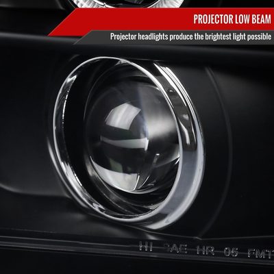 2005-2009 Ford Mustang Halo Projector Headlights LED Light Strip Matt Black